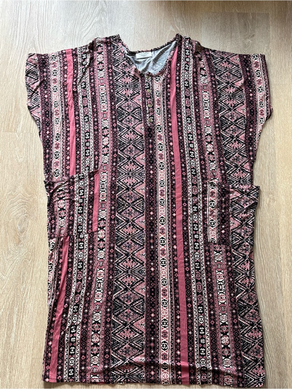 Dwell + and Slumber Hendrix Boho Tribal Striped Pocket Tunic Dress Women’s OS